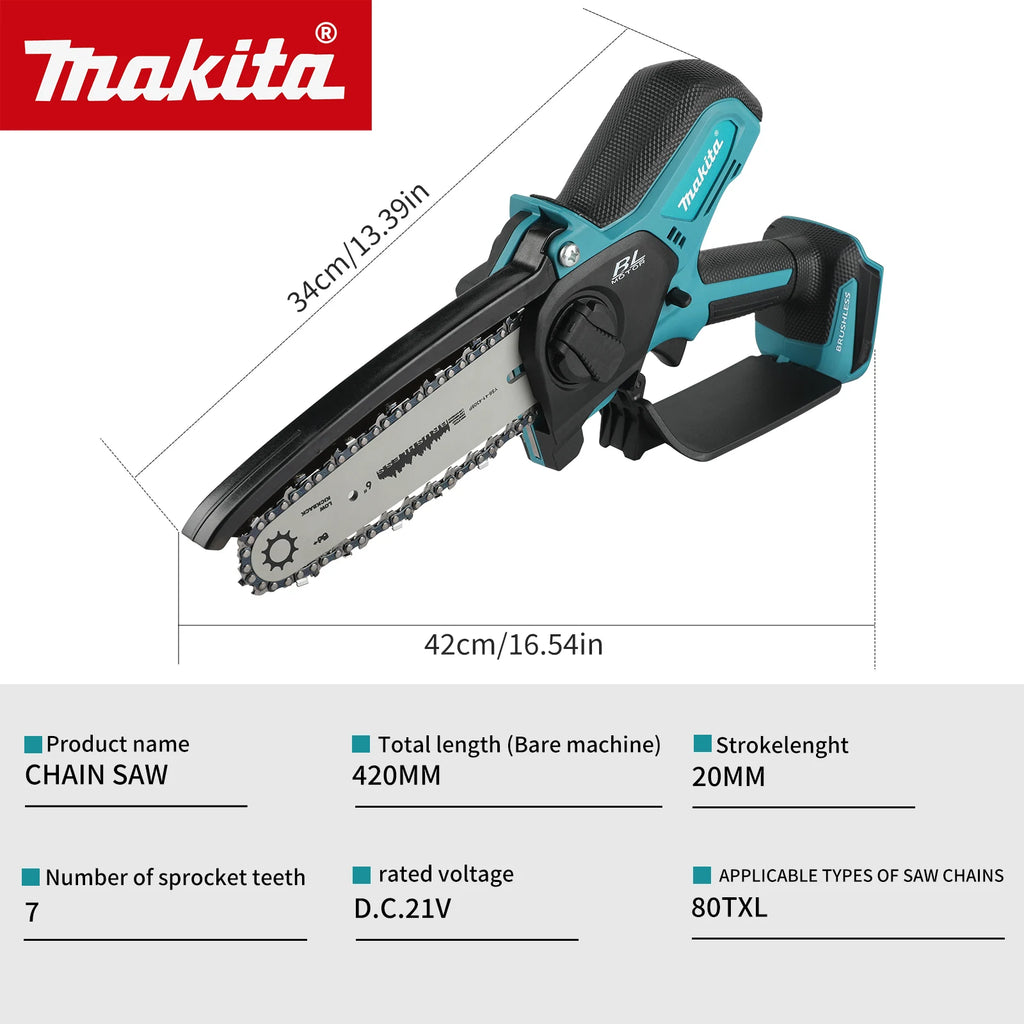 Makita 18V Cordless Chainsaw for Woodworking with Small Handheld Electric 6-inch Logging Sawzall Mini Portable Chainsaw