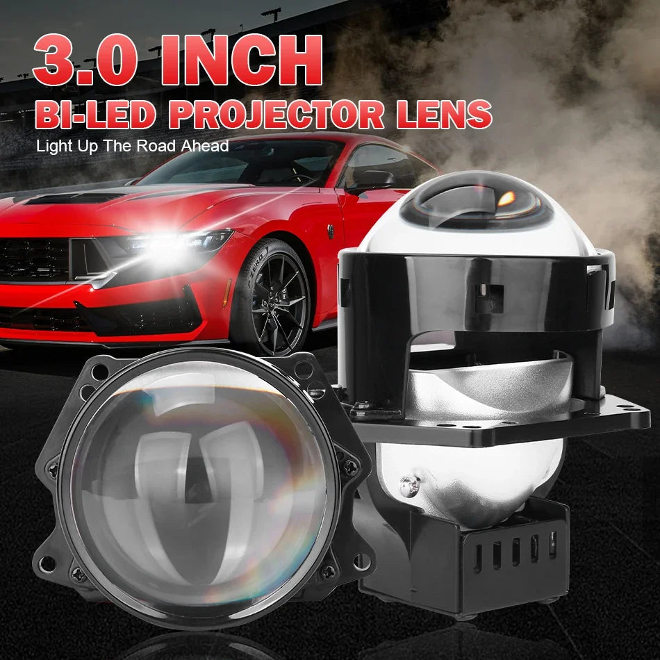 2pcs 3.0inch Bi Led Projector Lens Car Headlight H4 H7 9005 9006 High Low Lights Universal Car Headlamp 60000LM 12V