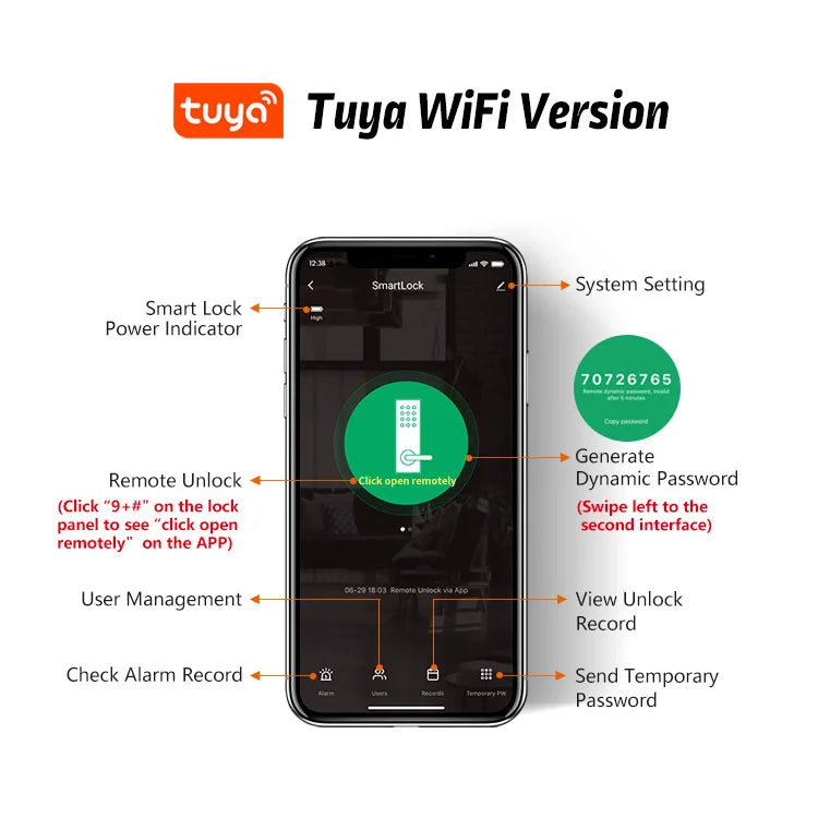 TUYA WIFI Waterproof Smart Door Lock Fingerprint APP Password RFID Card Keyless Digital Electronic Lock Aluminum/Glass Sliding