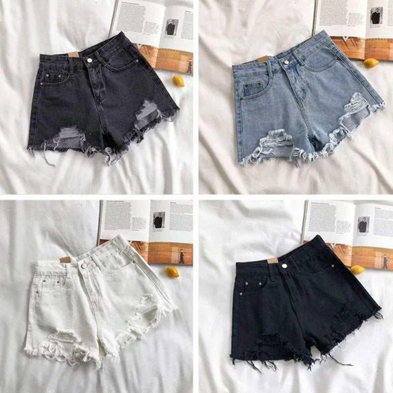 Summer Hot Sale Girls Fashion Denim Shorts Lady Chic Sexy Mini Pants Women Raw Edge High Waist A-line Short Jeans