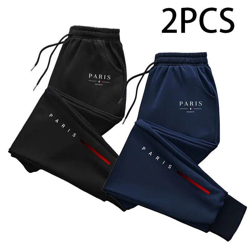 2 in 1 Sweatpants for Man Fall Winter Daily Casual Sporty Jogger Pants Paris Fashion Print Trousers Home Outdoor Comfort Bottoms