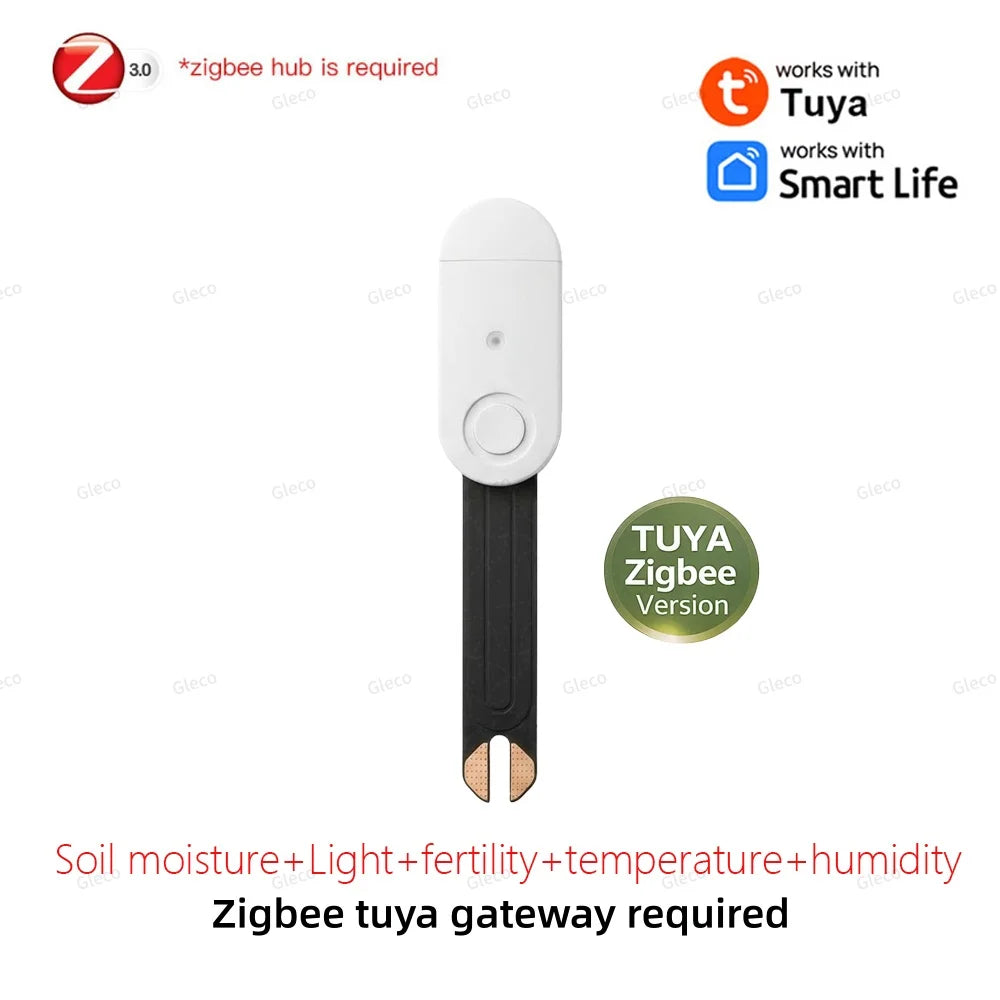 Zigbee Soil Sensor Moisture Temperature Humidity Meter Fertility Light Tester For Tuya Smart Life Z2M Home Assistant Automation
