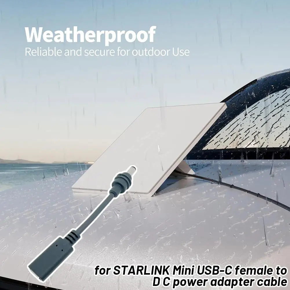 For Starlink Mini USBC Female To DC Power Adapter 12cm Waterproof Cable DC Plug For Starlink Mini For Outdoor Use Safe High Qual
