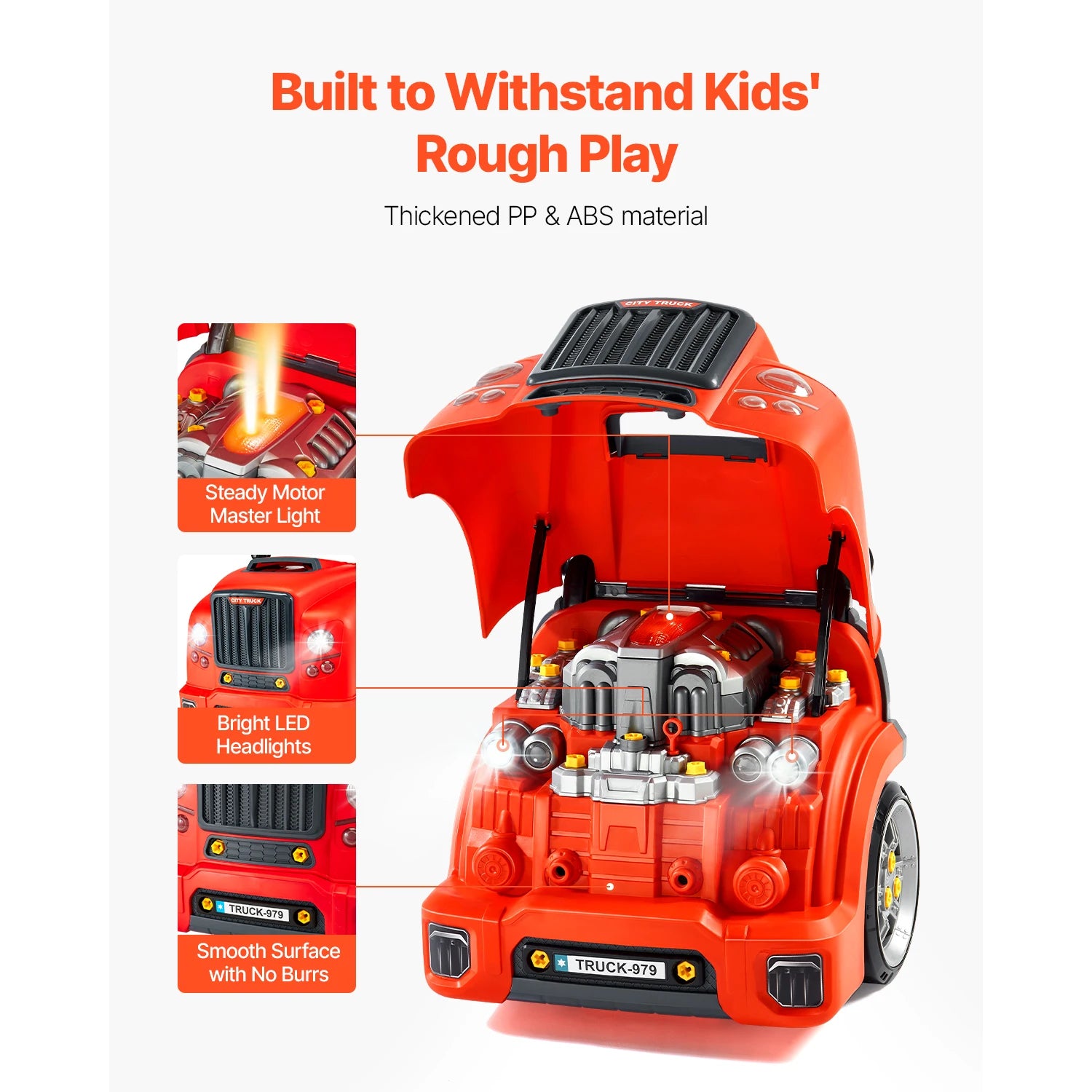 SucceBuy 60 Pcs Kids Mechanic Car Repair Set with Removable Parts & Horn Workshop Set Engine Toy for Toddler Children Gift