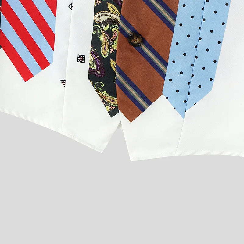 INCERUN Men's Vests Tie Printing V Neck Sleeveless Vintage Casual Male Waistcoats Streetwear Fashion Men Clothes Vests For Man