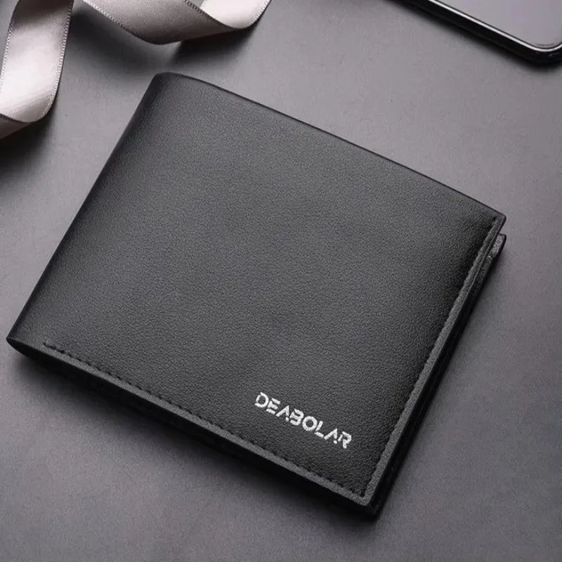 Genuine Leather Mens Wallet Premium Product Real Cowhide Wallets For Man Short Black Wallet Portefeuille Homme Short Purses