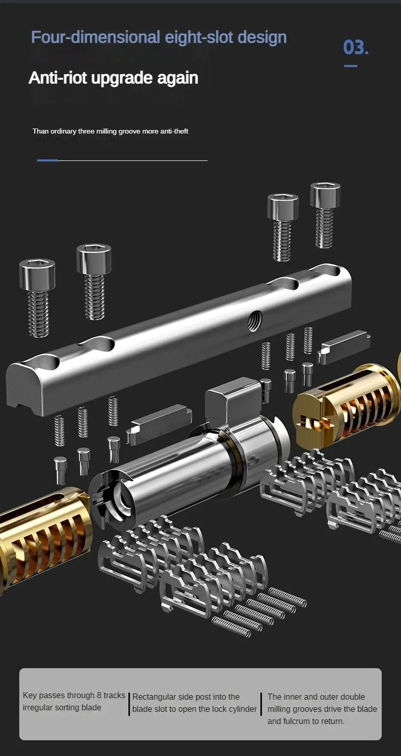 High Quality European Standard Cylinder Super C-level Anti-theft Door All Copper Lock Core, Household All Metal 8pcs Master Keys