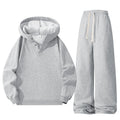 Men Fleece Lined Tracksuit 2‑Piece Set Henley Button Hoodie Sweatshirt Wide Leg Sweatpants Casual Warm Outfit 3 Colors Available