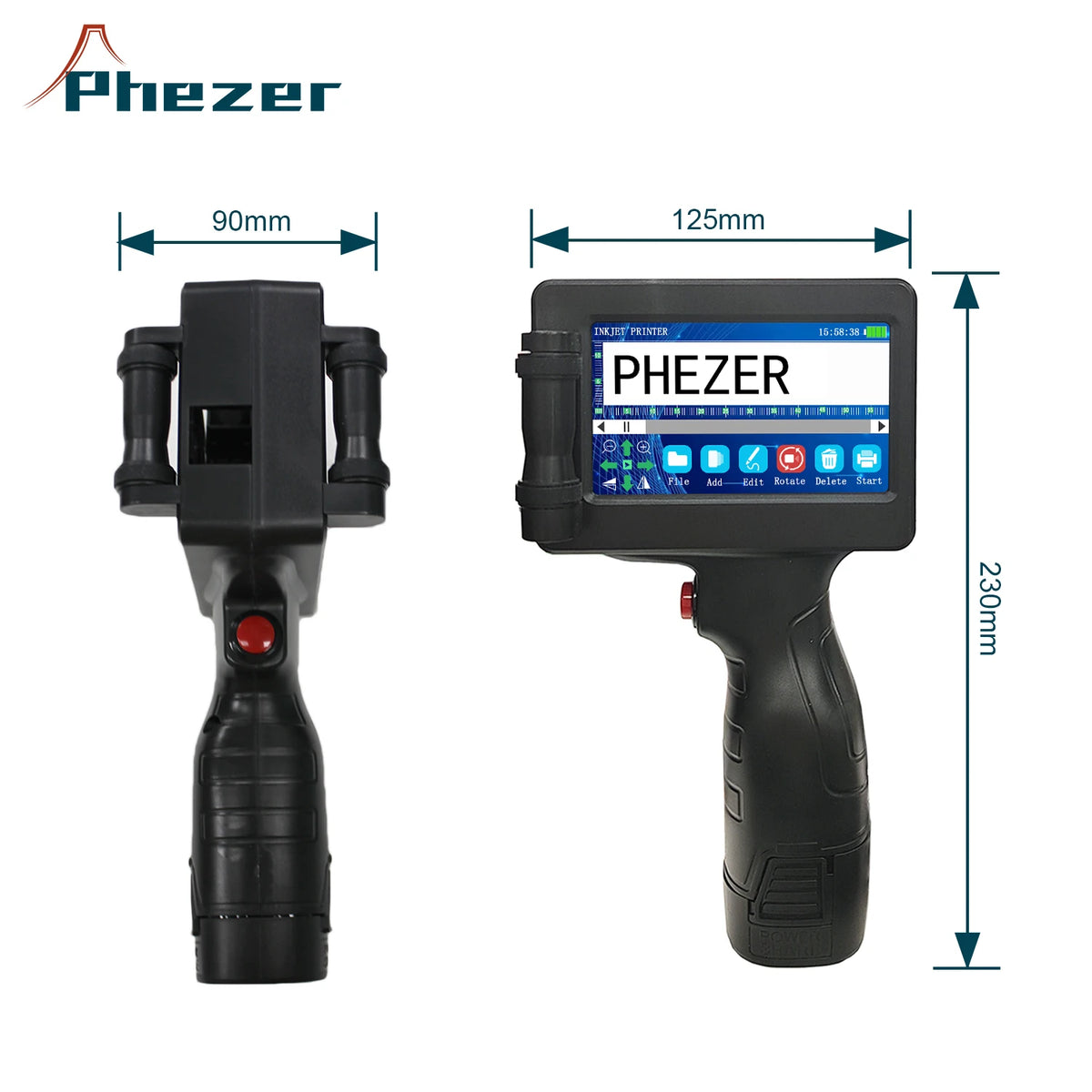For HP Phezer P17 Handheld Inkjet Printer 12.7mm Smart Labeler for QR Bar Batch Code & Expiry Date 28 Languages Supported