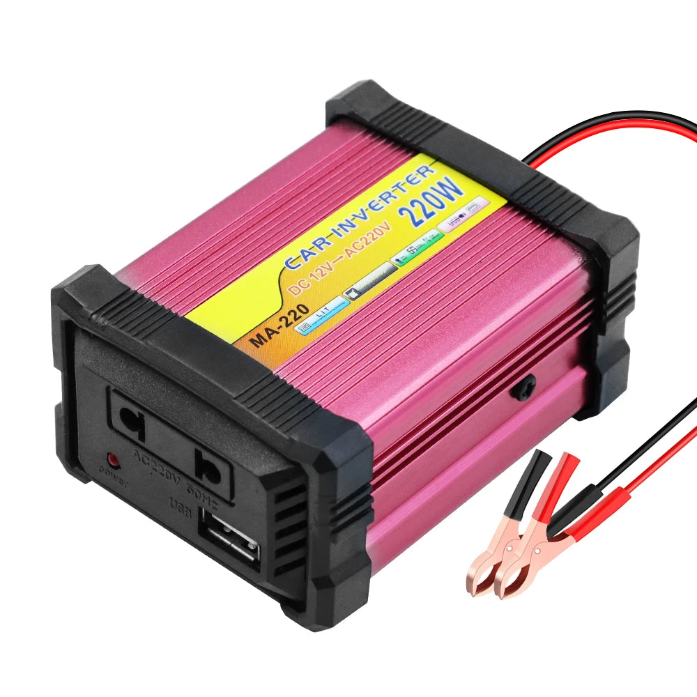 Car Power Inverter 220W Portable Multifunctional SUV RV Supply Inverter Auto Camping Battery Converter USB Voltage Transformer