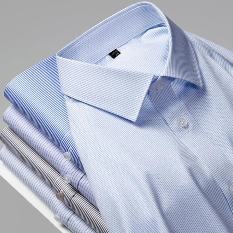 Quality Anti-Wrinkle Men Shirt Long Sleeves Dress Shirts For Men Slim Fit Camisa Social Business Blouse White Office Shirt S-5XL
