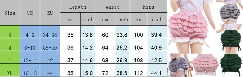 Coquette Y2K Fairy 00s Retro Kawaii Multi-layers Ruffles Bloomers Cutest Vintage Japanese Style Frill Lace Shorts Women Costume