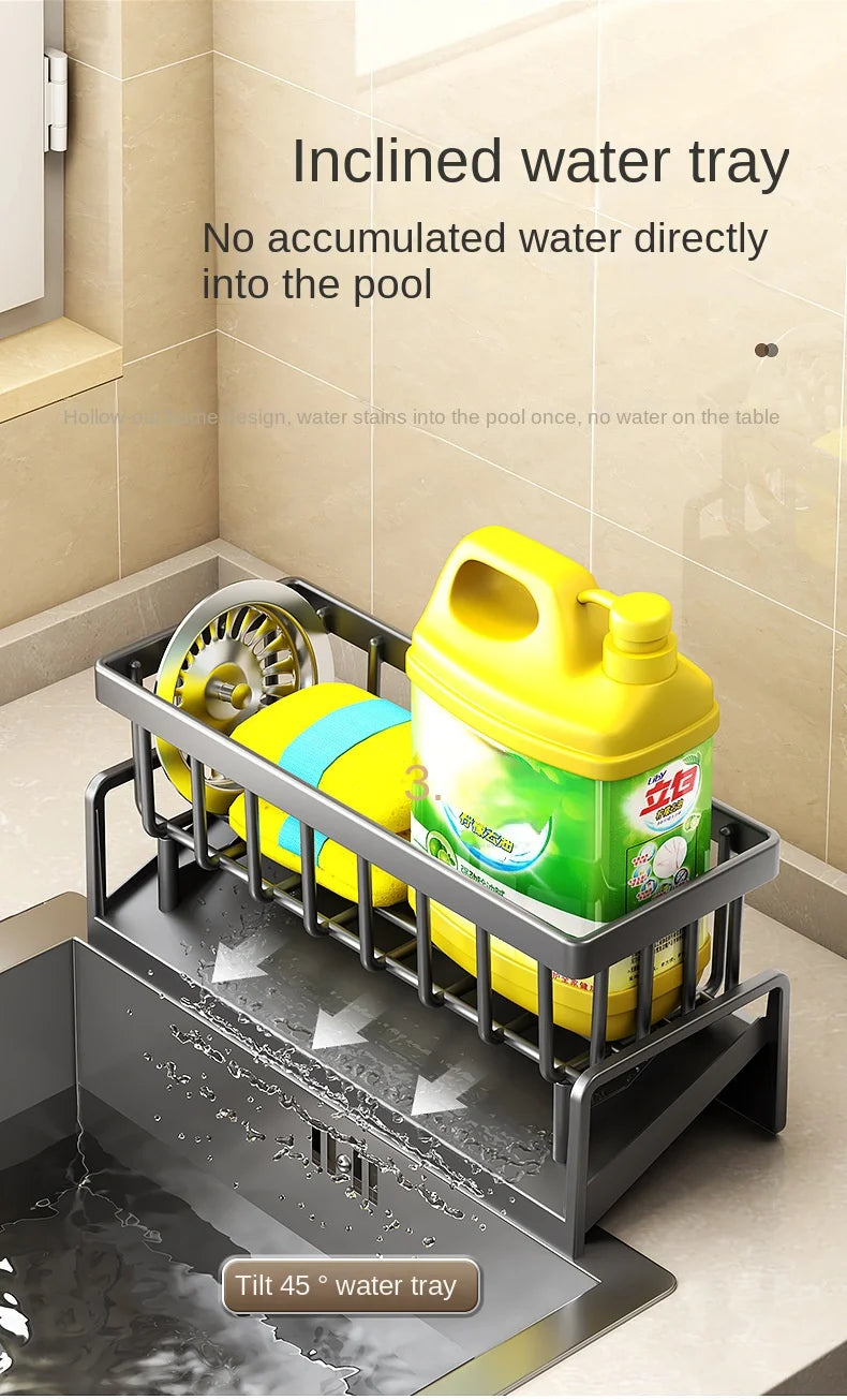 Kitchen Sink Drain Rack Organizer Plastic Self-draining Sink Shelf Soap Sponge Holder Dishcloth Towel Rack Filter Basket