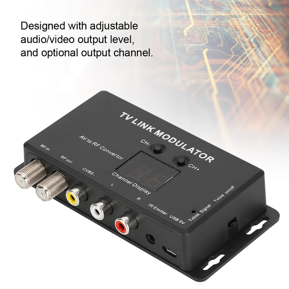 IR Extender Adapter TM70 UHF TV LINK Modulator AV To RF Converter IR Extender With Channel Display Modulator AV To RF Converter