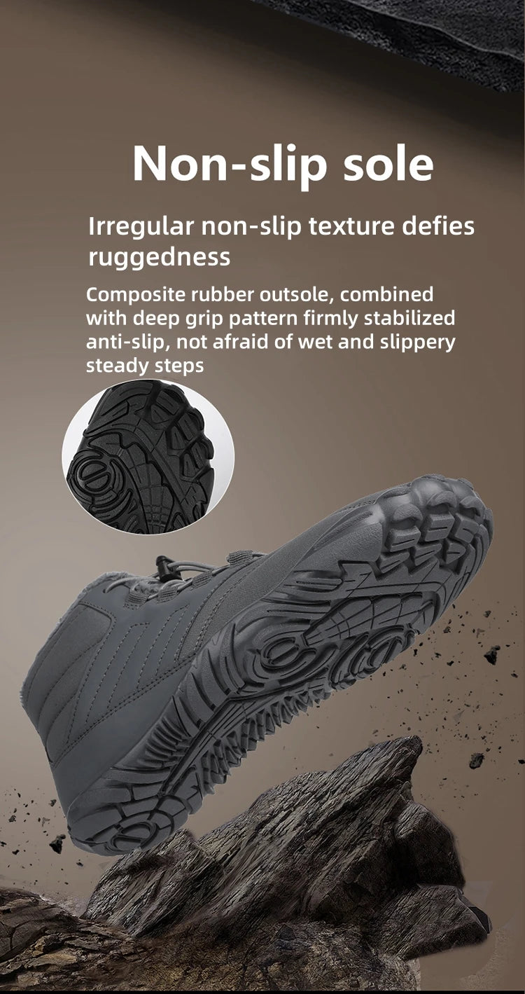 Winter Warm Running Barefoot Shoes Women Men Rubber Camping Sneakers Waterproof Non-Slip Breathable for Outdoor Walking