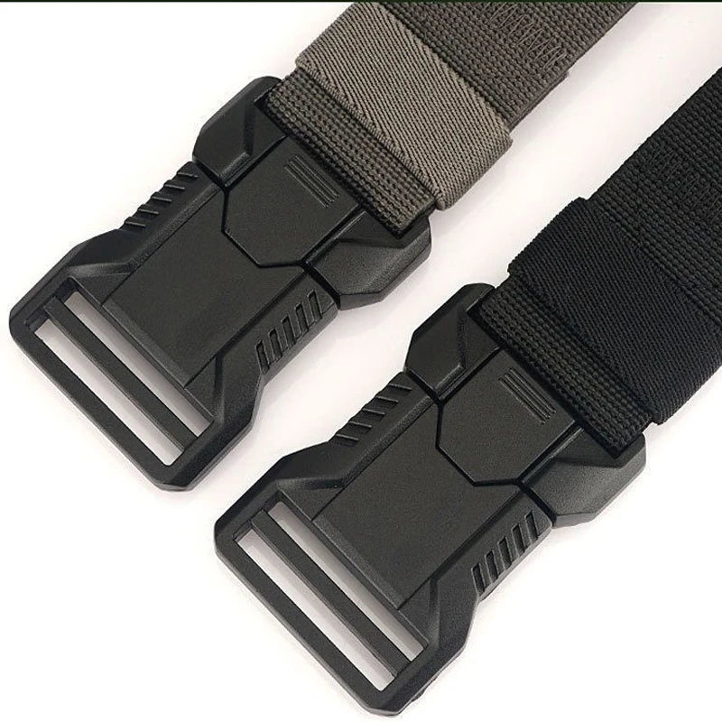 Nylon Tactical Belt Men Automatic Buckle Quick Release Military Belt Outdoor Casual Workwear Training Pants Heavy Duty Web Belt