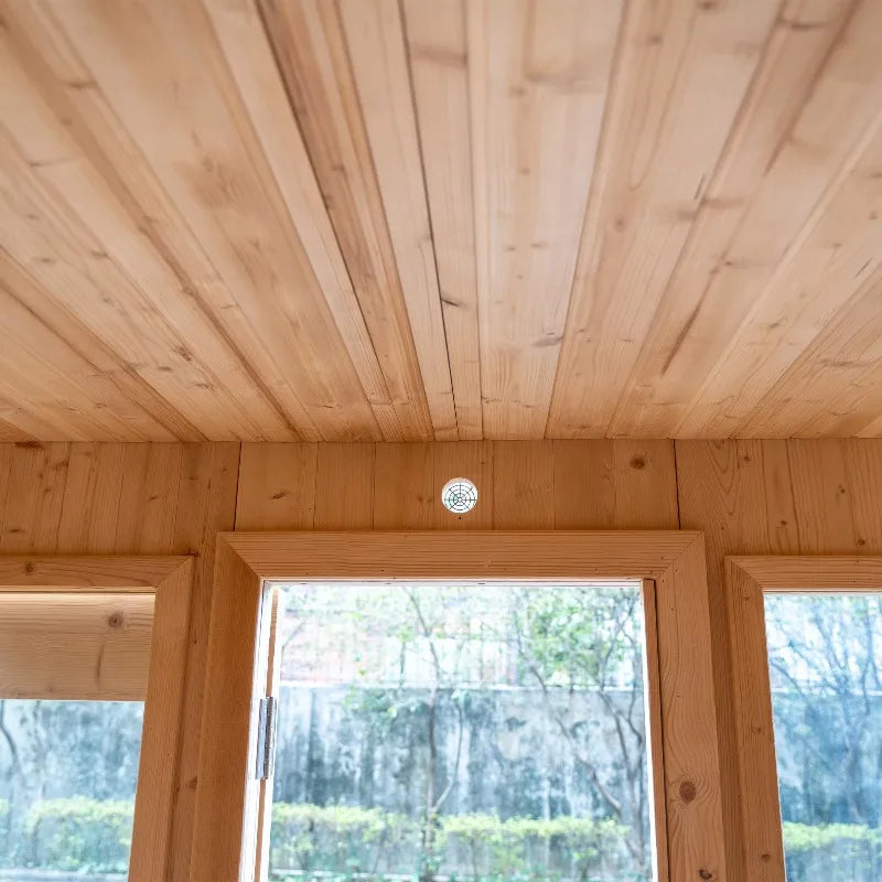 Customized Premium Large Cedar Wood Outdoor Family Spa Sauna, Wet & Dry Type with Panoramic Glass & Lighting