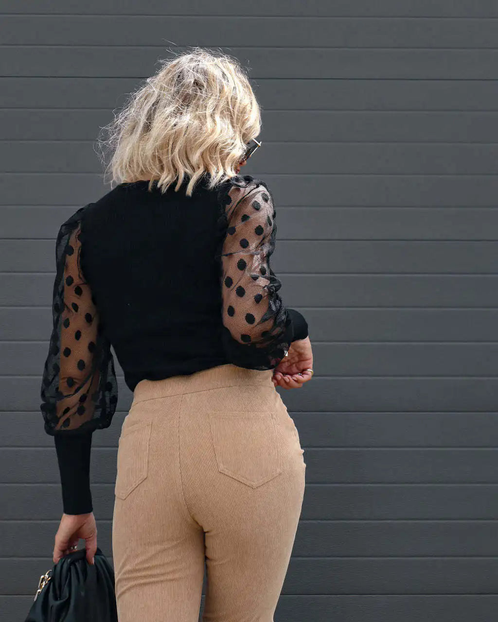 Fashionable Retro Women's Slightly Flared Pants Autumn And Winter Solid Color High Waist Button Slim Pants For Dating And Office