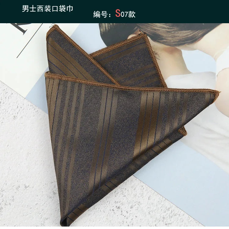 Maillard Men's Suit Pocket Towel Dress Chest Towel Retro Suit Coffee Pattern Small Square Scarf Wedding Fashion 22*22cm