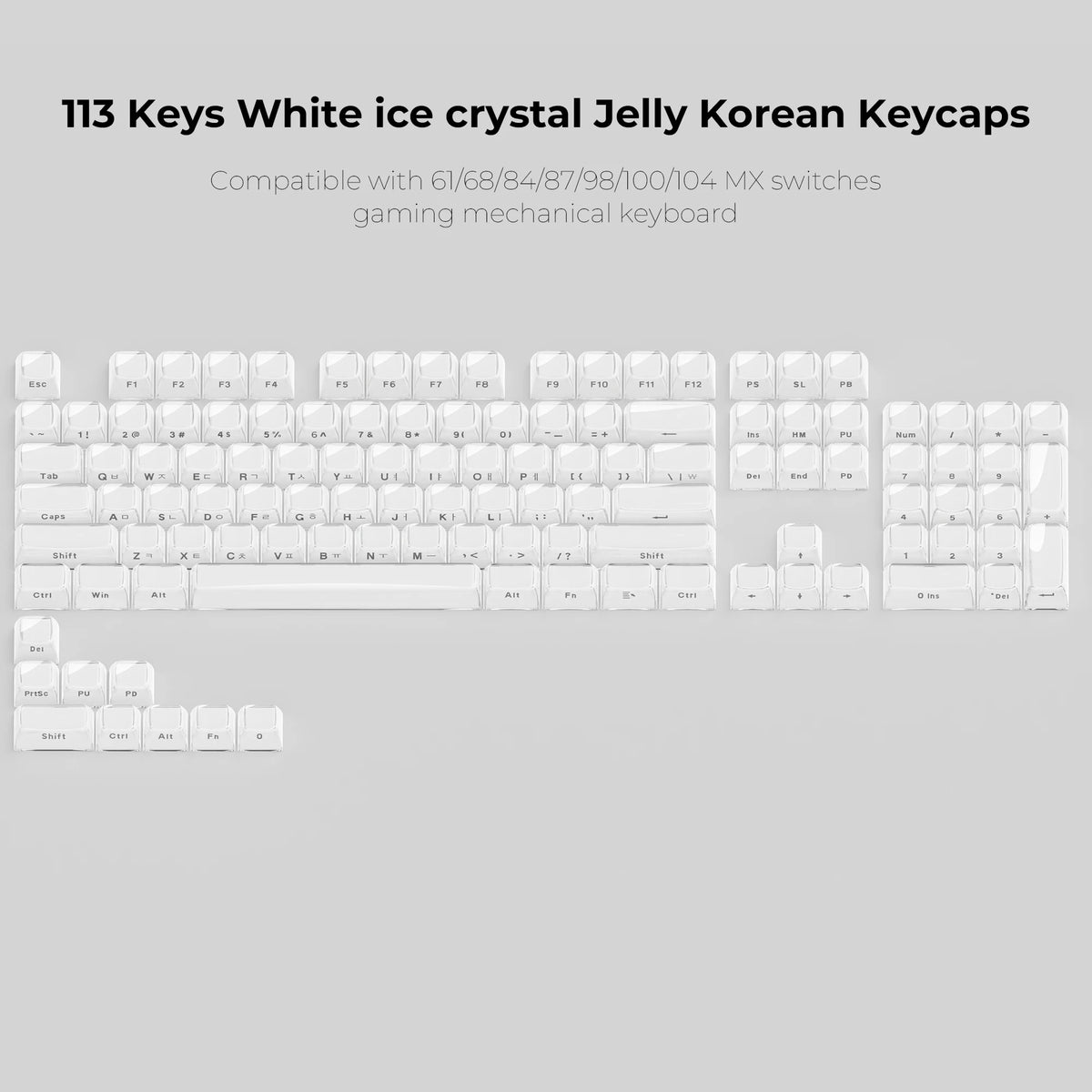 XVX Jelly Crystal Keycaps Side Print Pink/Blue 113keys Double Shote DIY Mechanical Keyboard OEM Profile Translucent Keycaps