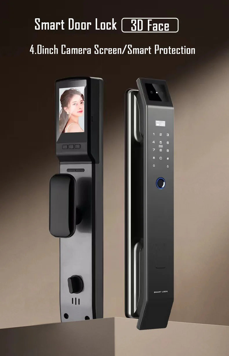 Tuya 3D Face Recognition Unlock Digital Password Door Lock With Camera FIngerprint Password Unlock Keyless Electronic Lock