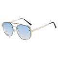 Unisex Stylish Sunglasses Trendy Gold Frame Hd Lens Glasses Oval Metal Frame Eyeglasses European-American Uv400 Shades Eyewear