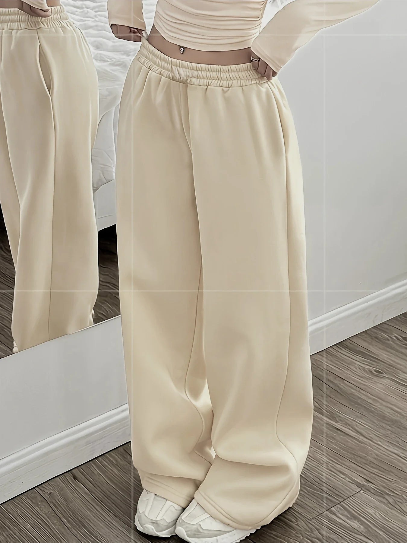Women Jogger Cotton Pants Casual Drawstring Loose Unisex Wide Leg Straight Pants Sweatpants Autumn Winter Baggy Gym Track Pants