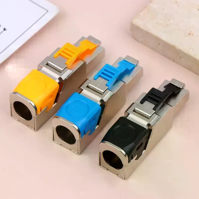 Metal RJ45 Cat8 Connector - 2000MHz 40Gbps Shielded Ethernet Plug for 22-24AWG LAN Cables, Easy Termination, Reusable ﻿
