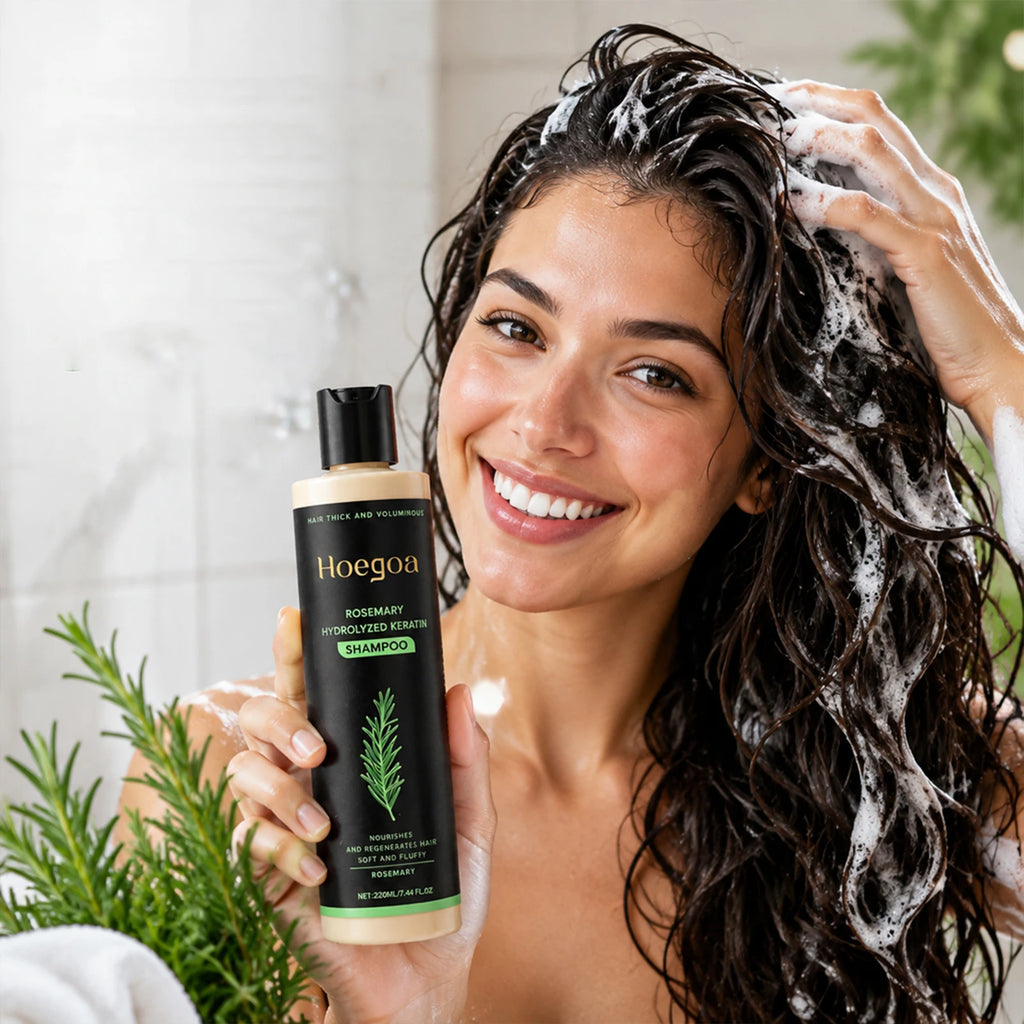 Rosemary Hydrolyzed Keratin Hair Care Set - Shampoo Hair Mask Hair Oil Repair Damaged Frizzy Dry Hair Nourish Scalp Treatment