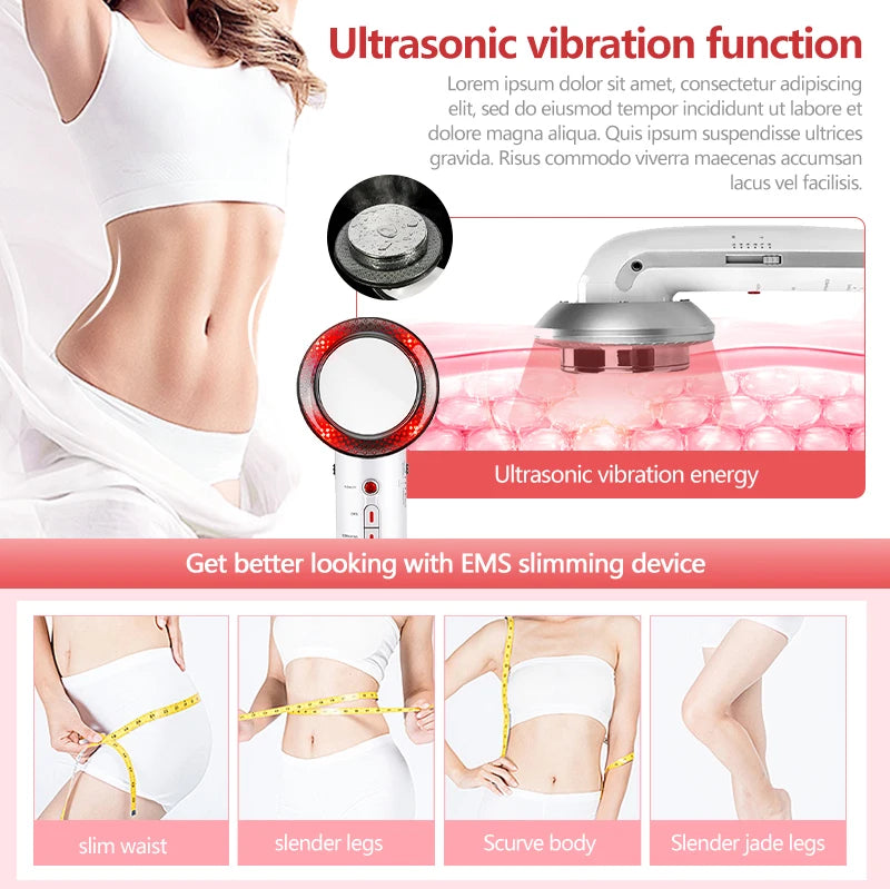 Face Reduction 3 In 1 EMS Infrared Ultrasonic Body Massager Anti Cellulite Fat Burner Weight Loss Infrared Slimming Machine