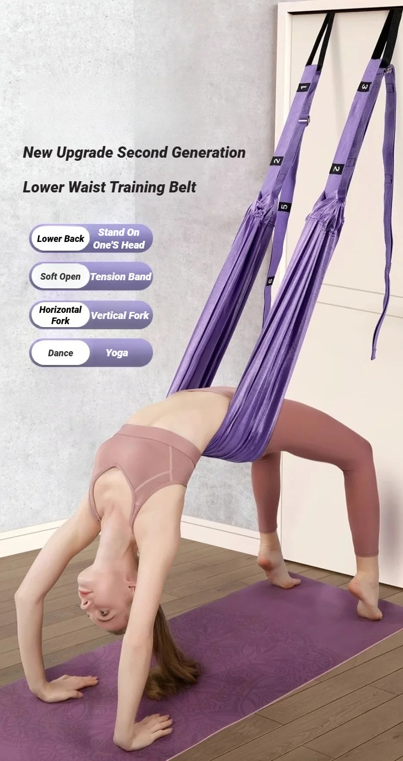 Adjustable Aerial Air Yoga Strap Pull Rope Women Hanging Hammock Stretch Leg Splits Trainer Female Gym Belt Stretching Fitness