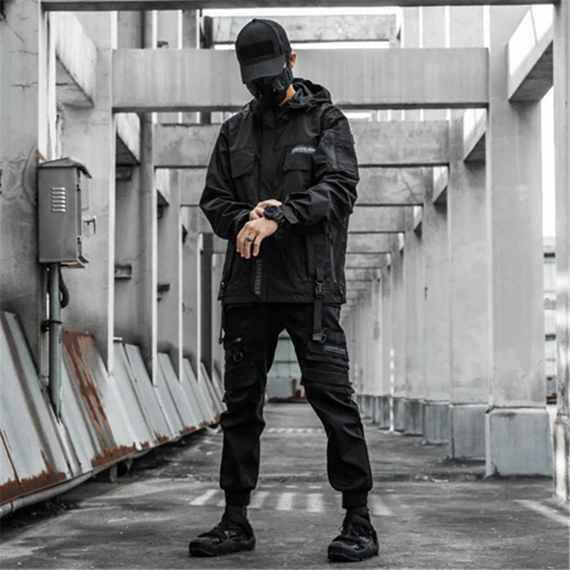 2022 Autumn Tactical Jackets Windbreaker Men Functional Techwear Mens Black Hip Hop Streetwear Waterproof Windproof Hooded Coats