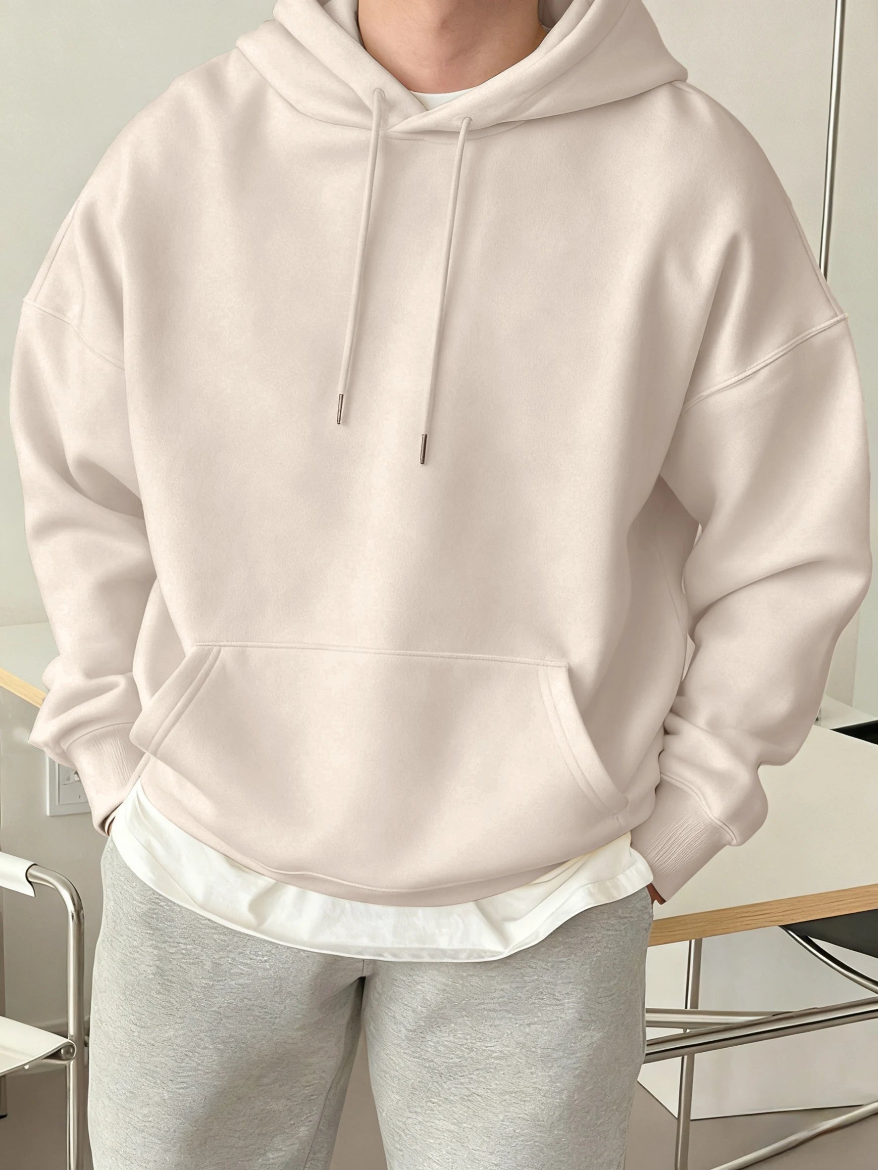 Fashion Solid Sweatshirt Sport Comfy Tracksuit Fleece Autumn Hoodies Man Basics Warm Streetwear Casual Jogging Clothes Unisex
