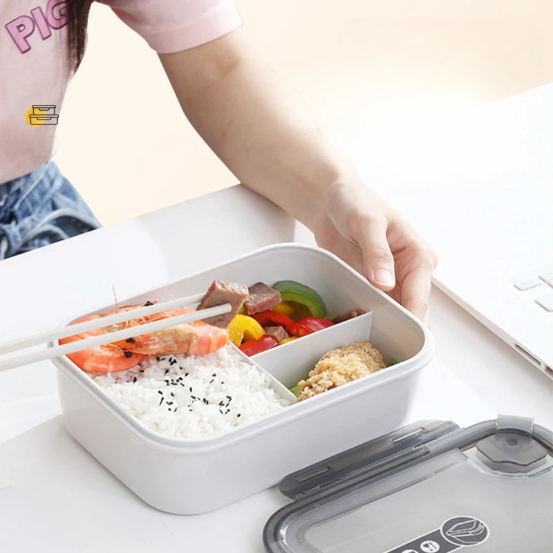 Microwavable Plastic Crisper Lunch Box Multi-compartment Bento Box Portable Food Storage Containers Office Student LeakProof Box