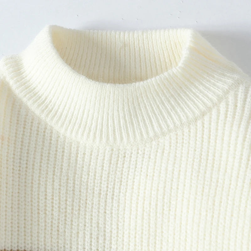Winter Fashion Sweater Men Patchwork Casual Knit Pullovers Mens Thick Warm Harajuku Loose Knitted Sweaters O-Neck Streetwear Man