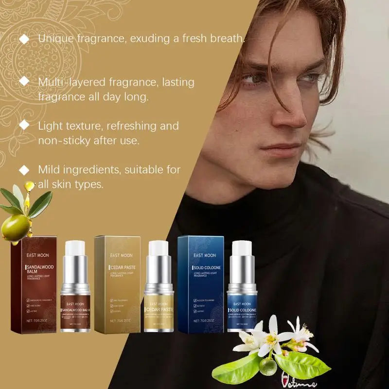 Sandalwood Balm for Men Portable Solid Perfume Long Lasting Scent  for Dating Party and Gifts