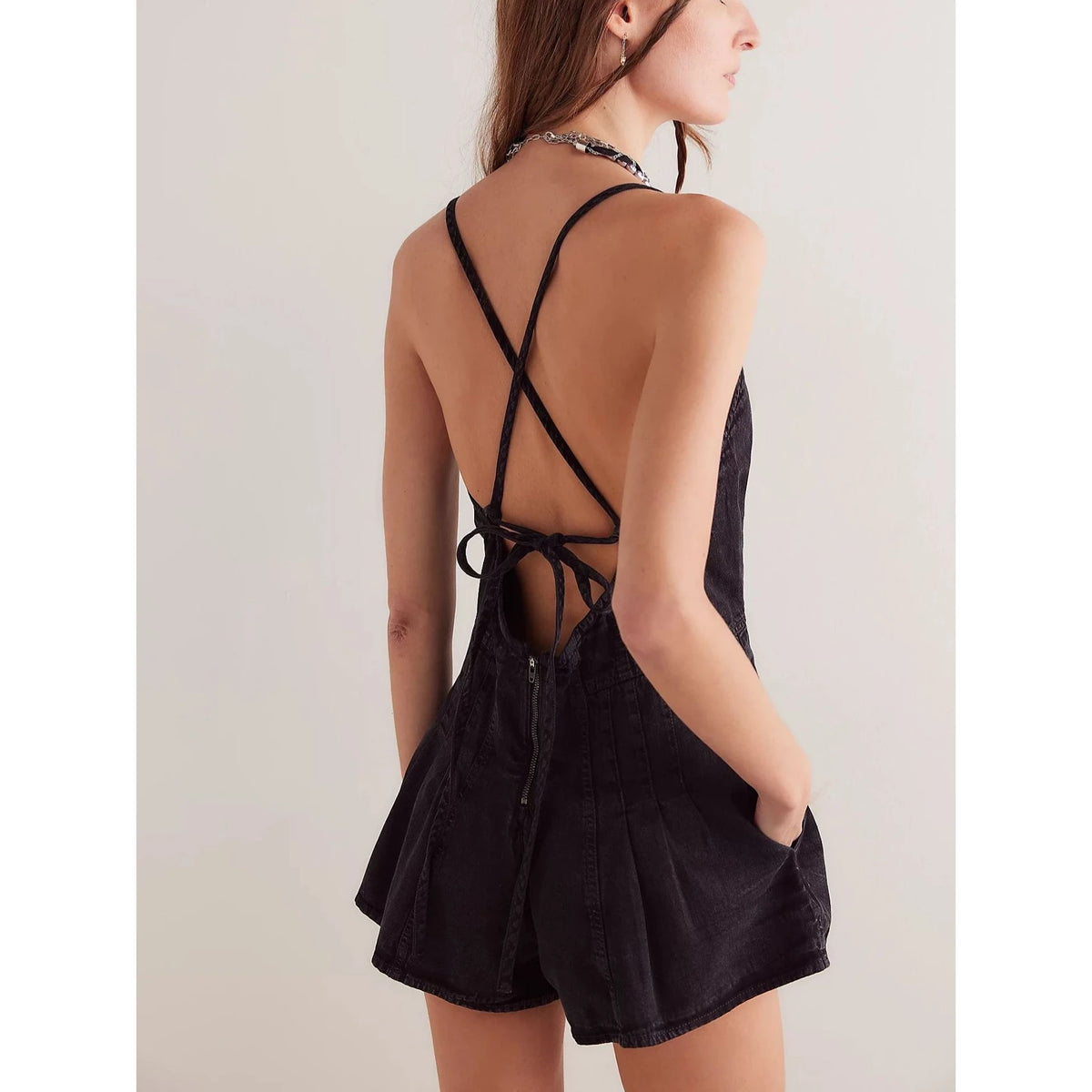 Women's Loose Denim Overalls Shorts High Waist  Style Spring Collection No Brand Youth Fashion Medium Thickness Sleeveless