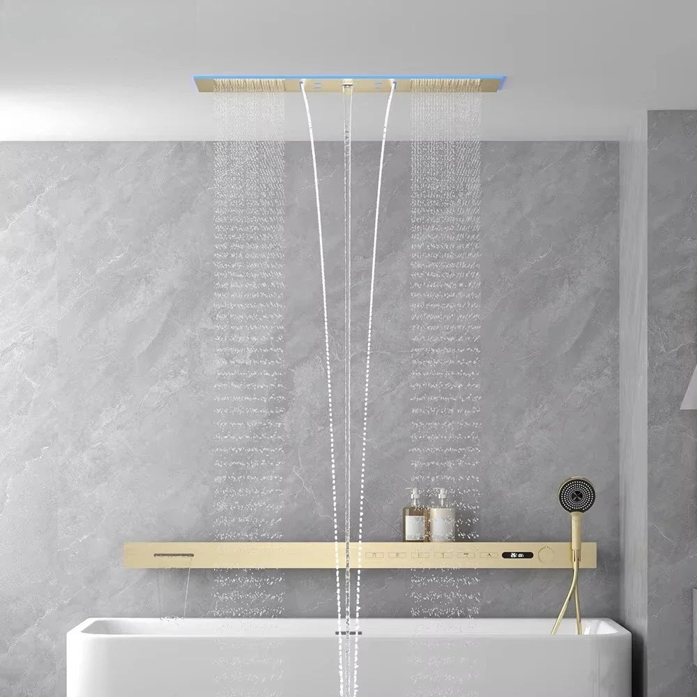 2026 Music Shower Head LED 1400mm Shower Body Waterfall Rainfall Thermostatic Bathroom Shower Set