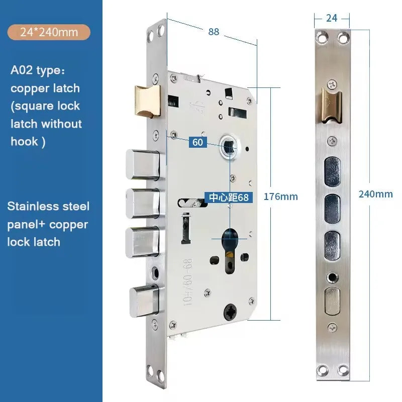Stainless Steel Security Door Lock Body Smart Fingerprint Lock Body For Anti-theft  And 6068 Fingerprint Lock Body Accessories