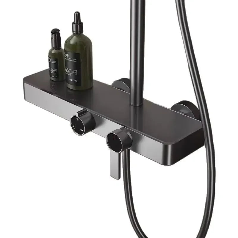 High-end Light Large Storage Shower Set Household Bathroom Rainfall Waterfall Pressurized Wall Mount with Massage