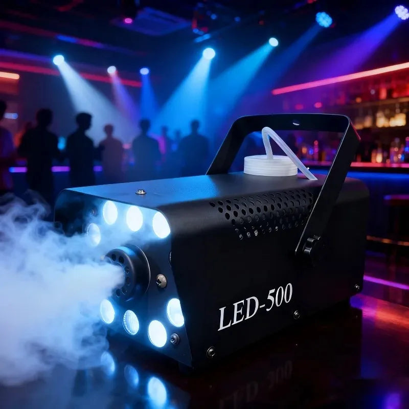 Smoke Machine 500W 10LED Wired Wireless Remote Stage Lighting Professional Fog Machine for Wedding Christmas Birthday Party
