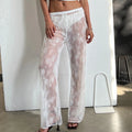 hirigin Lace Bell Bottom Pants for Women Sexy See Through Flare Leggings Hollow Out Mesh Sheer Cover Up Trousers Party Club