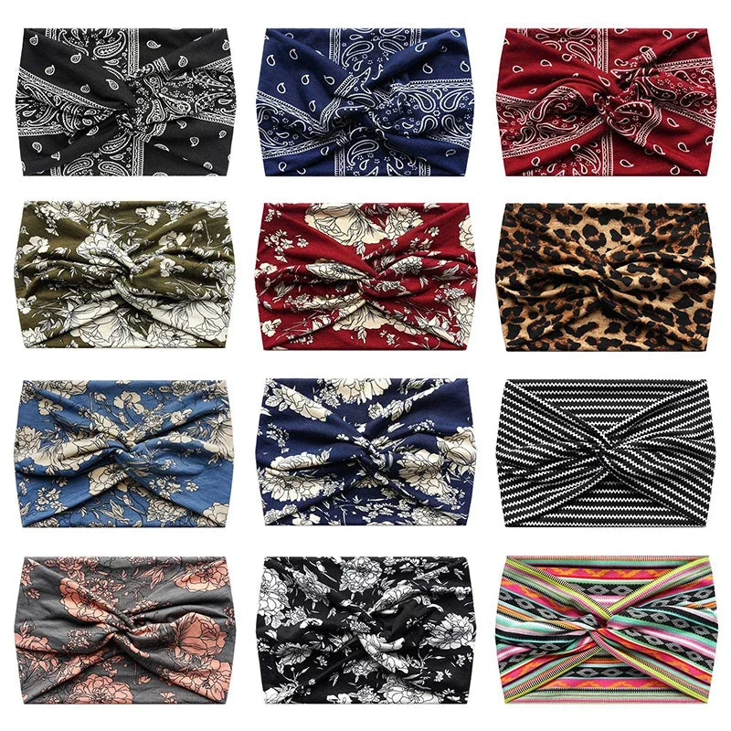 Boho Style Wide Headbands For Women Extra Large Turban Workout Headband Fashion Yoga Hair Bands Twisted Thick Hair Accessories