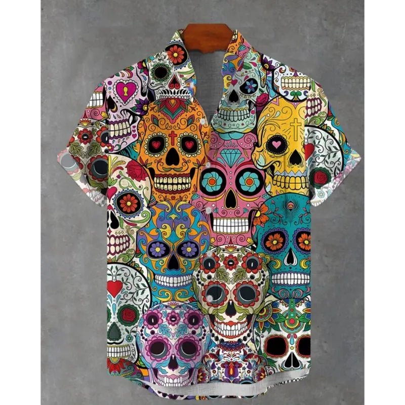2025 New Men's Shirt With 3D Printed Cat Casual Short Sleeved Top, Fashionable Lapel Button Up Shirt Made Of Linen