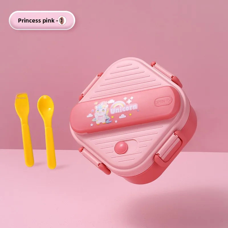800ML/27oz Lunch Box Three-compartment Lunch Box Children's Student Tableware Container Food Cartoon Storage Box School Camping