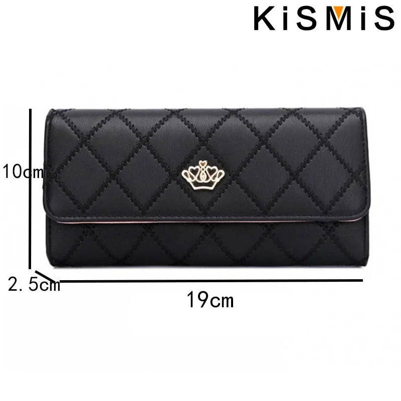 KISMIS Wallets for Women Cute Pink Pocket Womens Wallets Purses Plaid PU Leather Long Wallet Hasp Phone Bag Money Coin Pocket Ca