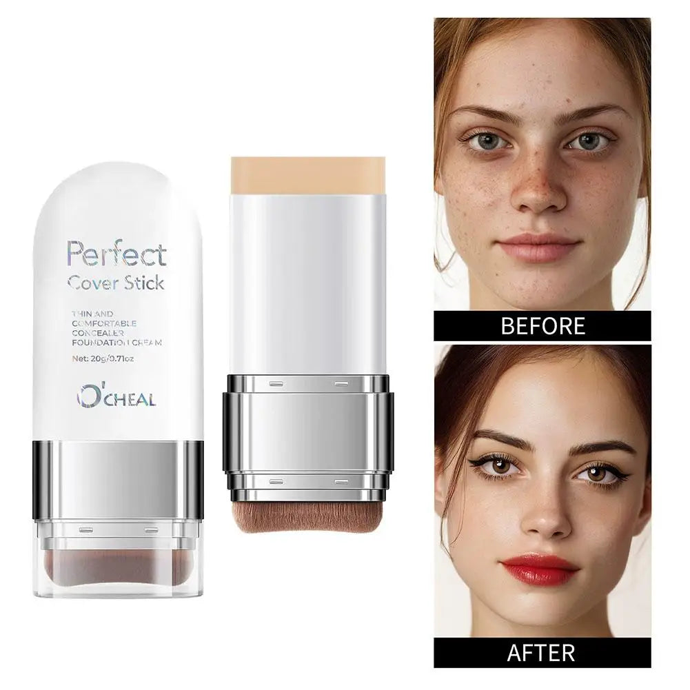 Upgrade O'CHEAL Perfect Cover Stick Thin And Comfortable Concealer Foundation Cream Stick Instant Natural Waterproof