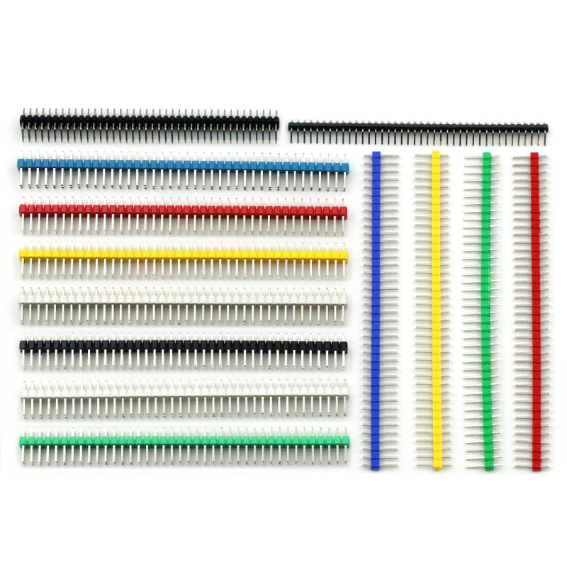 10/100PCS 2.54mm Pitch 40Pin Single/Double Row Male Header Red Black Blue Green Color Pin Header Connector PCB Board For Arduino