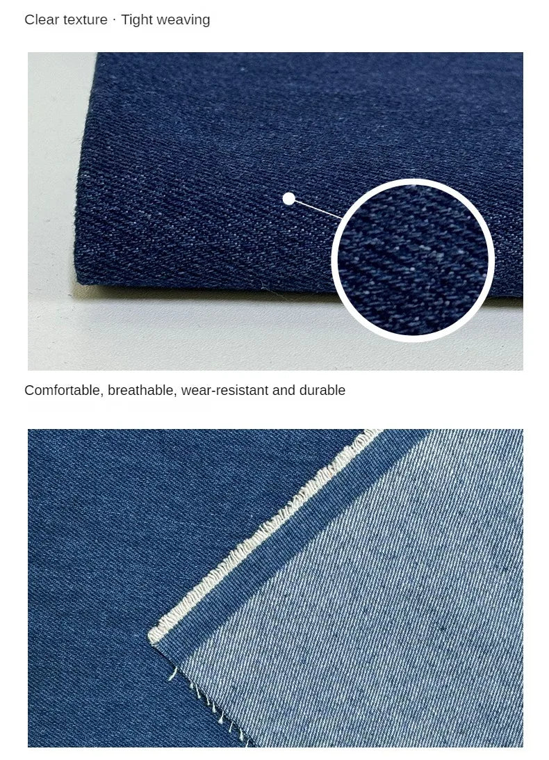 Twill Cotton Denim Fabric By The Meter for Jeans Clothes Dresses Handbags Shoes Hats Sewing Cloth Wearable Blue Black