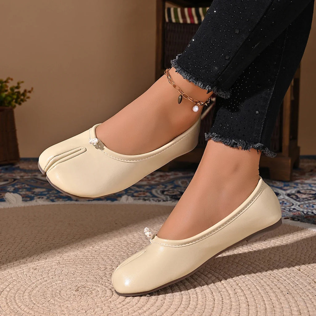 Japanese Style Tabi Ninja Shoes Women Cozy Leather Flats Split Hoof Toe Loafers Femme Mary Jeans Mocasines Ladies Ballerina Shoe